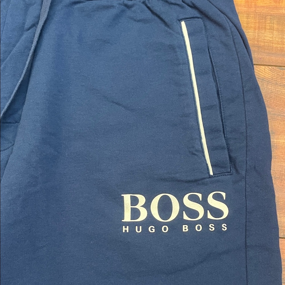 Hugo Boss Men’s Logo Sweat Shorts – Navy Blue – Size M - Picture 2 of 6